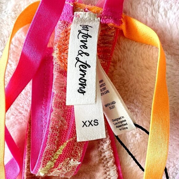 NWT For Love & Lemons Tulip Neon Embroidery Thong Panty - XXS - Picture 3 of 7